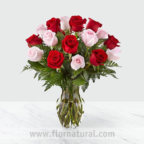 FLORERO CON 24 ROSAS COMBINADAS