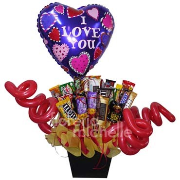 Chocolates, dulces y globos